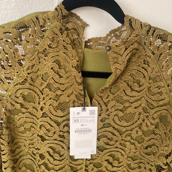 ZARA GREEN LACE DRESS XS - Picture 3 of 3